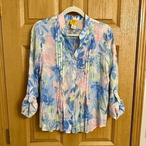 Ruby Rd. Women’s Pastel Floral Button-Up Blouse - Size PM